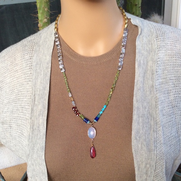 Handcrafted Sundance Charm natural Multi Gemstone Necklace Stunning NEW - Picture 5 of 11
